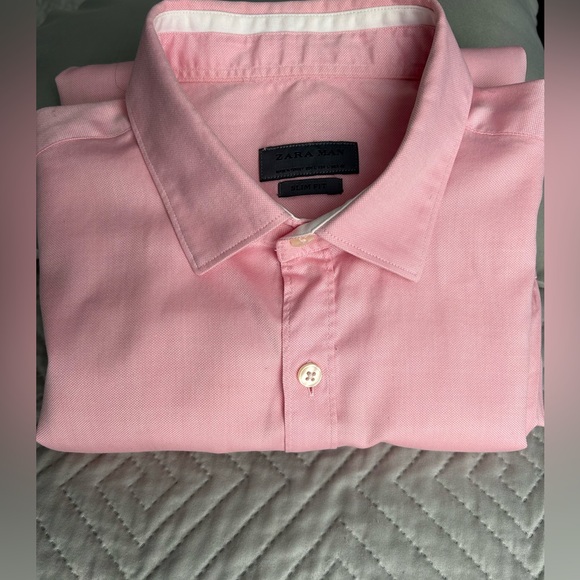 Zara Man Slim Fit Pink Button-Down Shirt 100% Cotton Size L - Picture 7 of 8